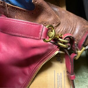 Coach Red and Brown Leather Satchel